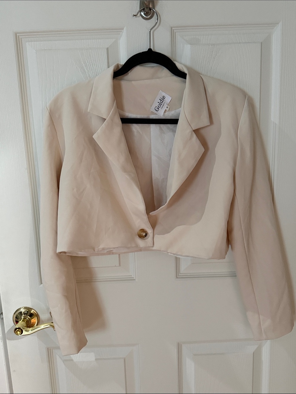 Goldie Cropped Blazer in Light Cream small